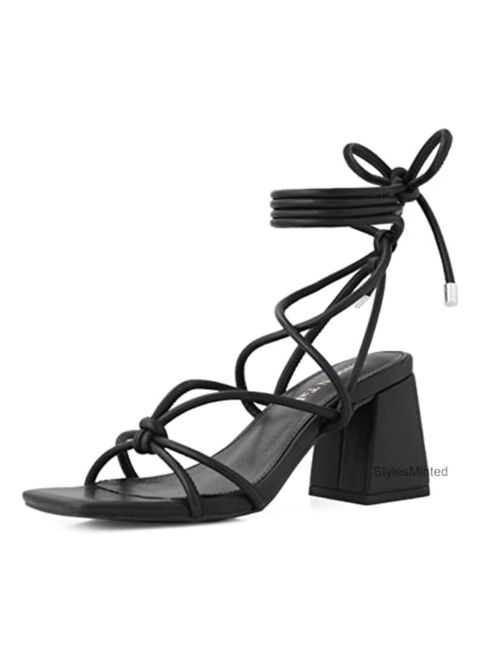 Lace Up Square Toe Chunky Heeled Sandals